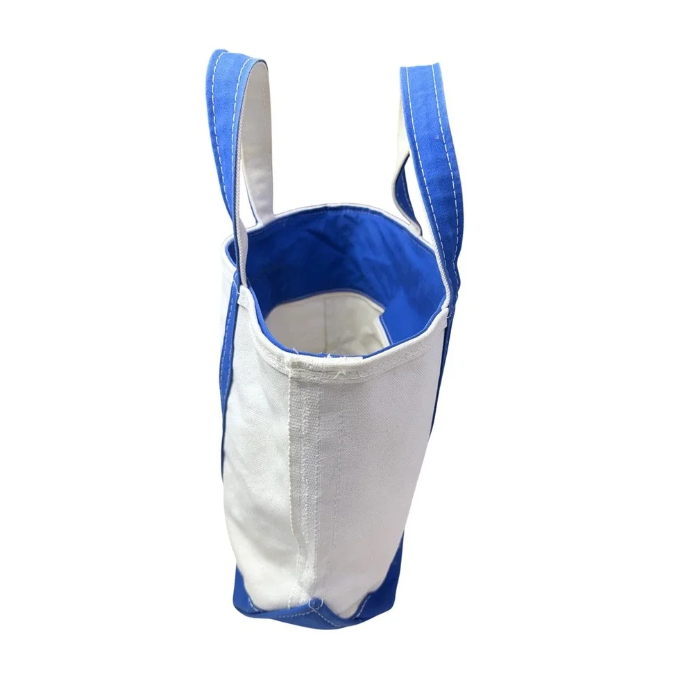 LLBean Boat and Tote Bag Blue White Canvas Zippered‎ Personalized Spunky